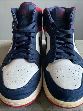 Air Jordan 1 SE Mid Olympic Men’s Size 10.5 White/Blue/Red Vintage Look
